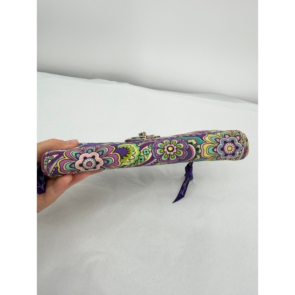 Vera Bradley Turnlock Wallet Retired Quilted Paisley 'Heather' Floral Purple - Picture 7 of 12